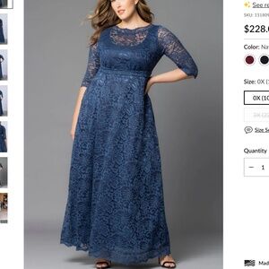 NWT- Leona Stretch-Lace Gown  with Pockets by Kiyonna